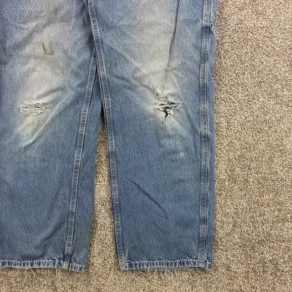 Vintage Carhartt Carpenter Jeans Mens 36x32 Light Wash Denim Distressed Straight - Picture 3 of 7